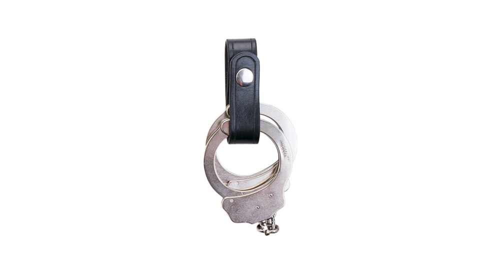 Aker Leather Model 504 1inch Wide Handcuff Strap, Plain, Black Snap, Small, A504-BP-BK
