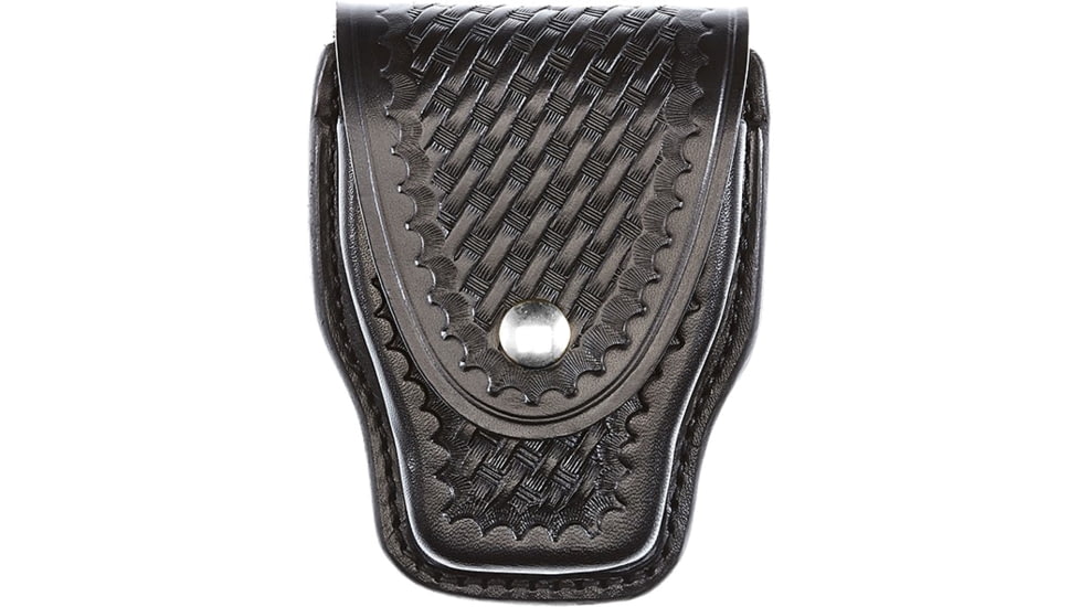 Aker Leather Model 508A ASP Handcuff Case, Small, Chrome Snap, Basketweave, Black, A508A-BW-CH