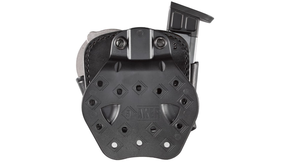 Aker Leather Model 519 D.M.S. Combo Mag And Handcuff Cases, 9mm Luger, Double Stack, Right, Plain, Black, A519BPR-2