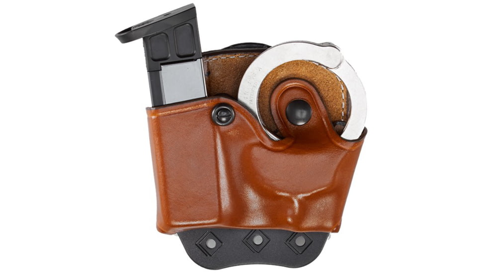 Aker Leather Model 519 D.M.S. Combo Mag And Handcuff Cases, .40 S&amp;W/9mm Luger, Double Stack, Right, Plain, Tan, A519TPR-3