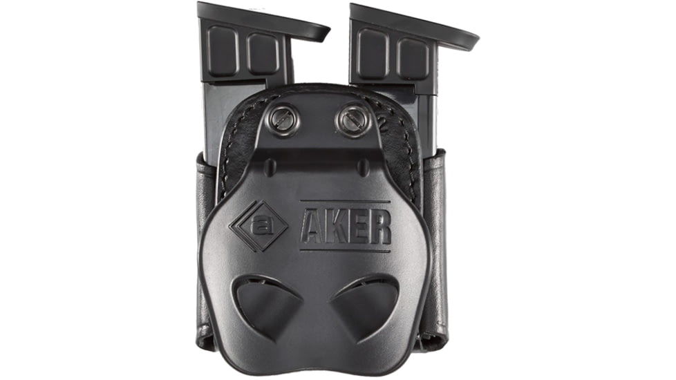 Aker Leather Model 523 D.M.S. Twin Double Magazine Pouch, Double Stack 9mm Magazines, Black, A523-BP-2