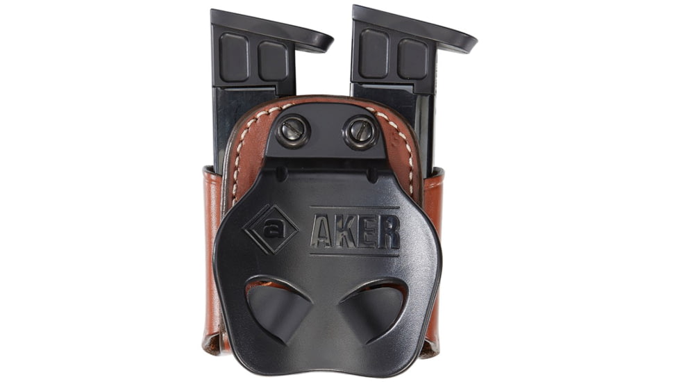 Aker Leather Model 523 D.M.S. Twin Double Magazine Pouch, Single Stack .45 ACP Magazines, Tan, A523-TP-1