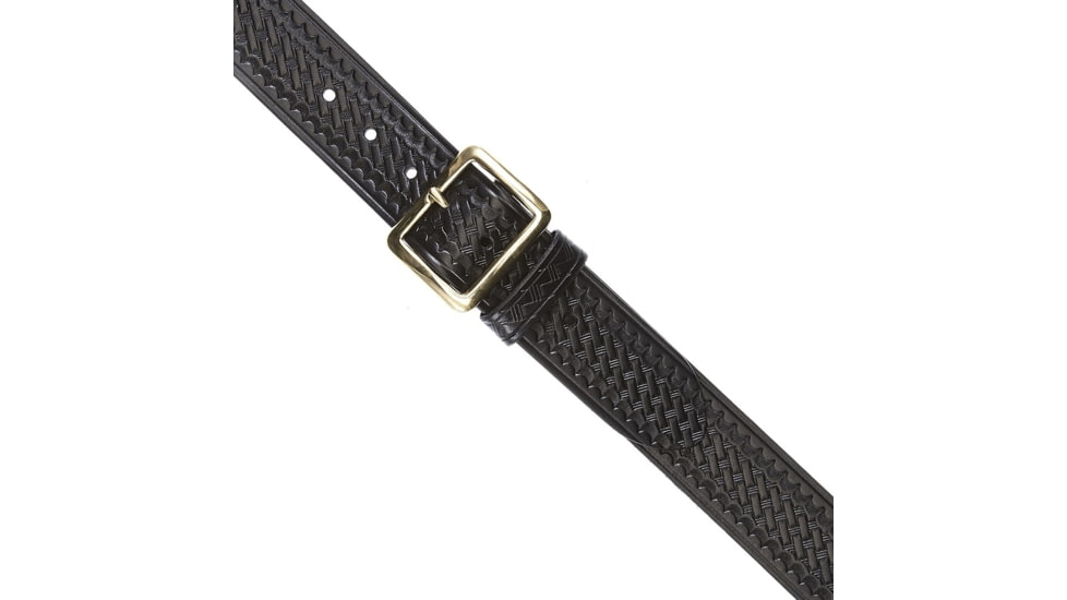 Aker Leather Model B08 1.50inch Garrison Belts, 44 in, Brass Snap, Basketweave, Black, B08-BW-44-BR