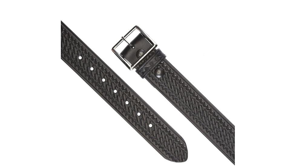 Aker Leather Model B08 1.50inch Garrison Belts, 48 in, Chrome Buckle, Basketweave, Black, B08-BW-48-CH