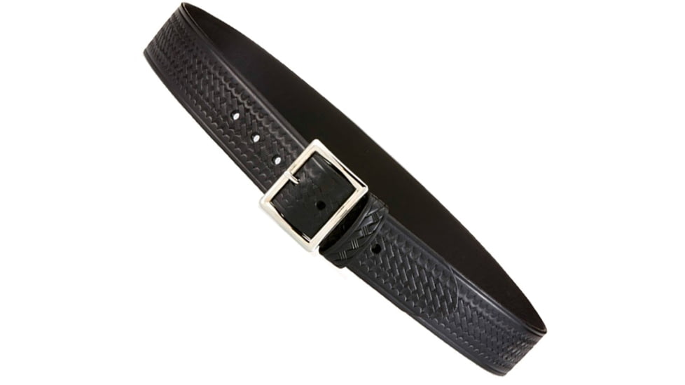 Aker Leather Model B08 1.50inch Garrison Belts, 48 in, Chrome Buckle, Basketweave, Black, B08-BW-48-CH