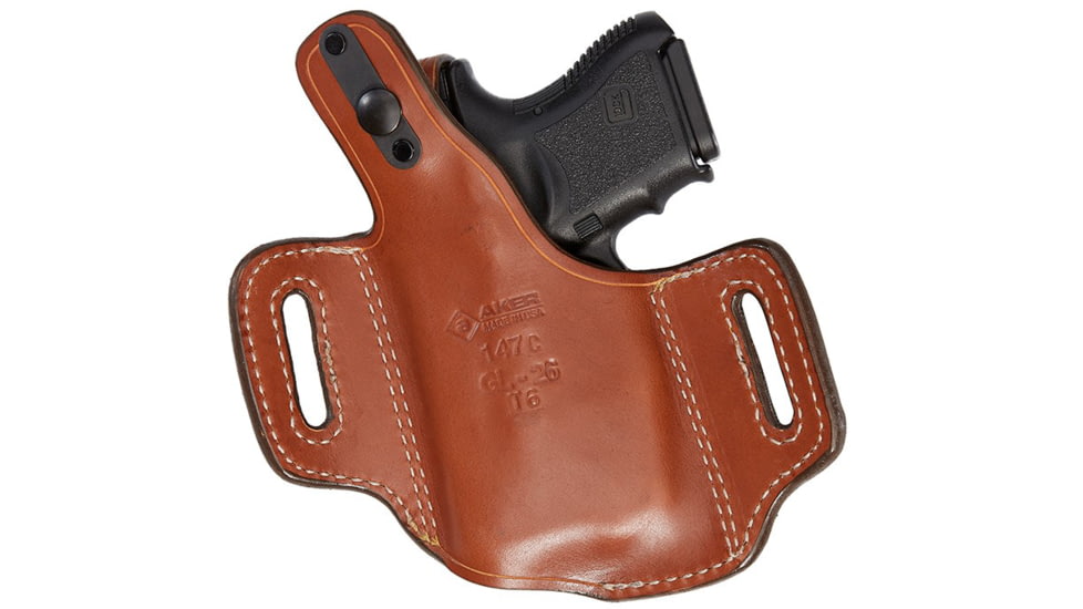 Aker Leather Nightguard Compact OWB Holster, Glock 19/23, Streamlight TLR-7/TLR-8, Left, Plain, Tan, H147CTPL-GL19T7