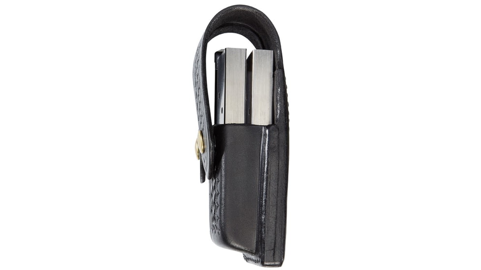 Aker Leather Quad Magazine Pouch, Medium, Single Stack, Colt, .45 Caliber, Chrome Snap, Basketweave, Black, A510D-BW-1-CH