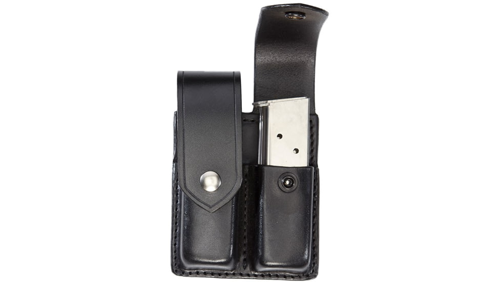 Aker Leather Quad Magazine Pouch, Medium, Single Stack, Colt, .45 Caliber, Chrome Snap, Plain, Black, A510D-BP-1-CH