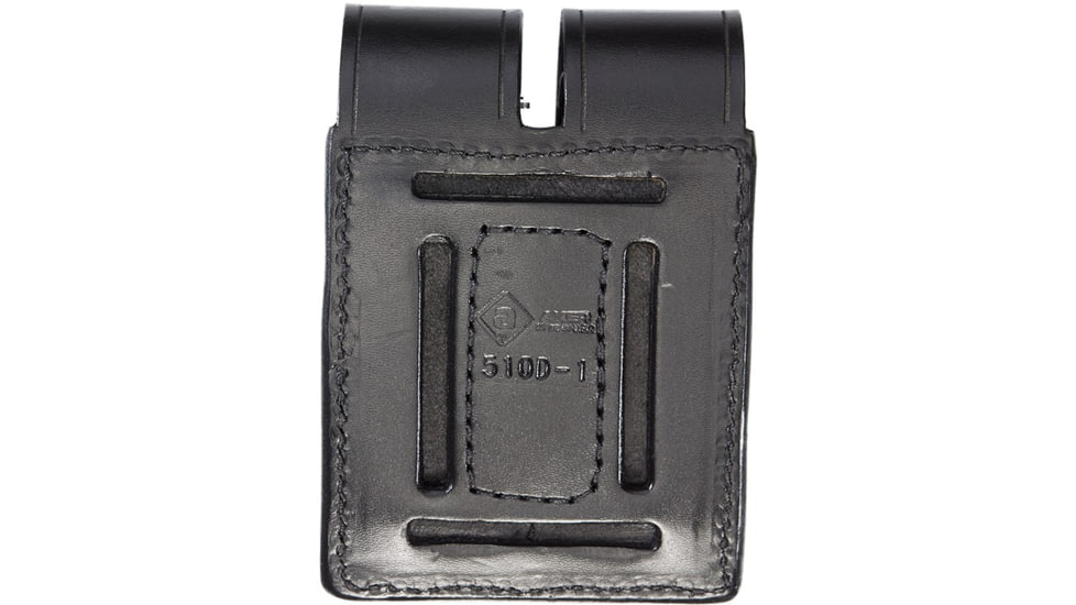 Aker Leather Quad Magazine Pouch, Medium, Single Stack, Colt, .45 Caliber, Chrome Snap, Plain, Black, A510D-BP-1-CH