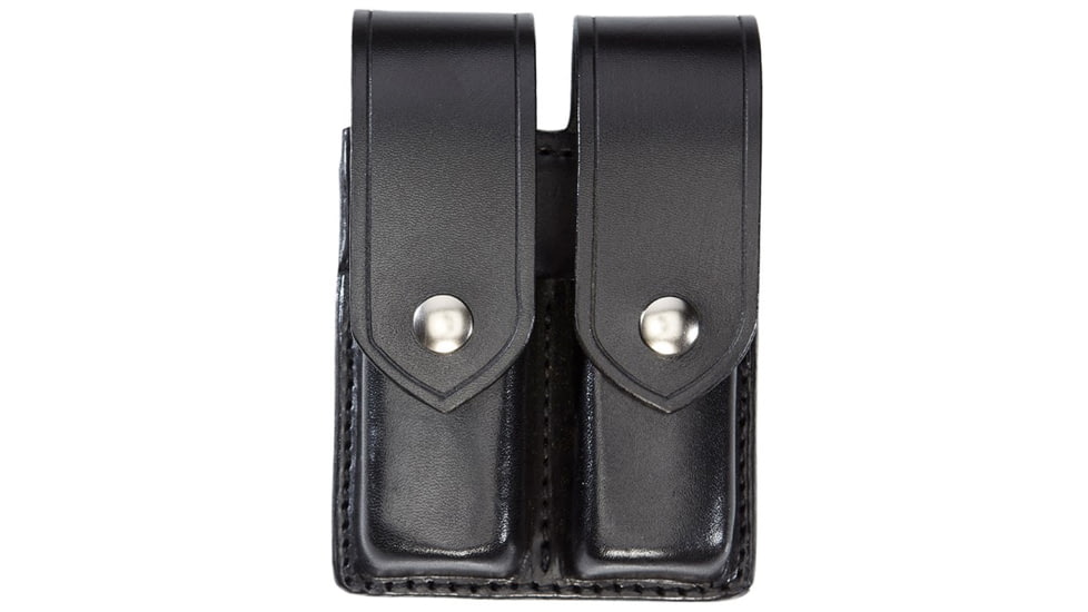 Aker Leather Quad Magazine Pouch, Medium, Single Stack, Colt, .45 Caliber, Chrome Snap, Plain, Black, A510D-BP-1-CH
