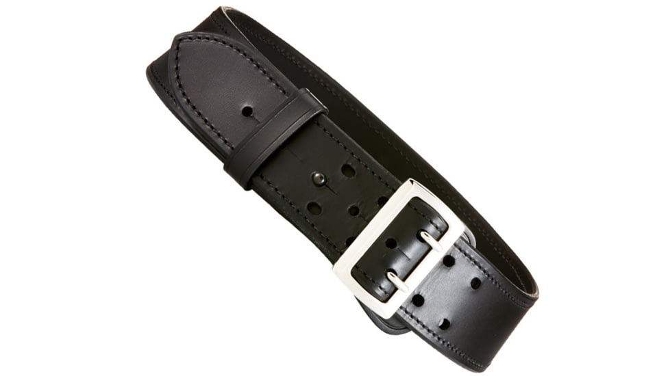 Aker Leather Sally Browne Curved Duty Belt, 36 in, Chrome Snap, Plain, Black, B01W-BP-36-CH