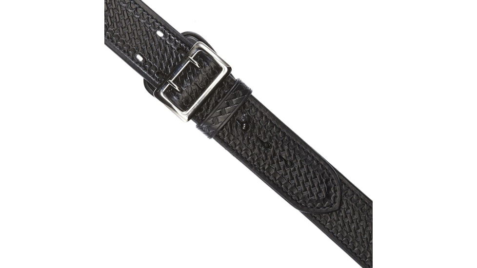 Aker Leather Sam Browne Duty Belt, 36 in, Chrome Buckle, Basketweave, Black, B01-BW-36-CH