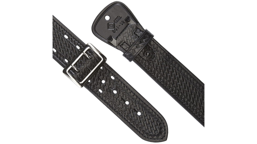 Aker Leather Sam Browne Duty Belt, 36 in, Chrome Buckle, Basketweave, Black, B01-BW-36-CH
