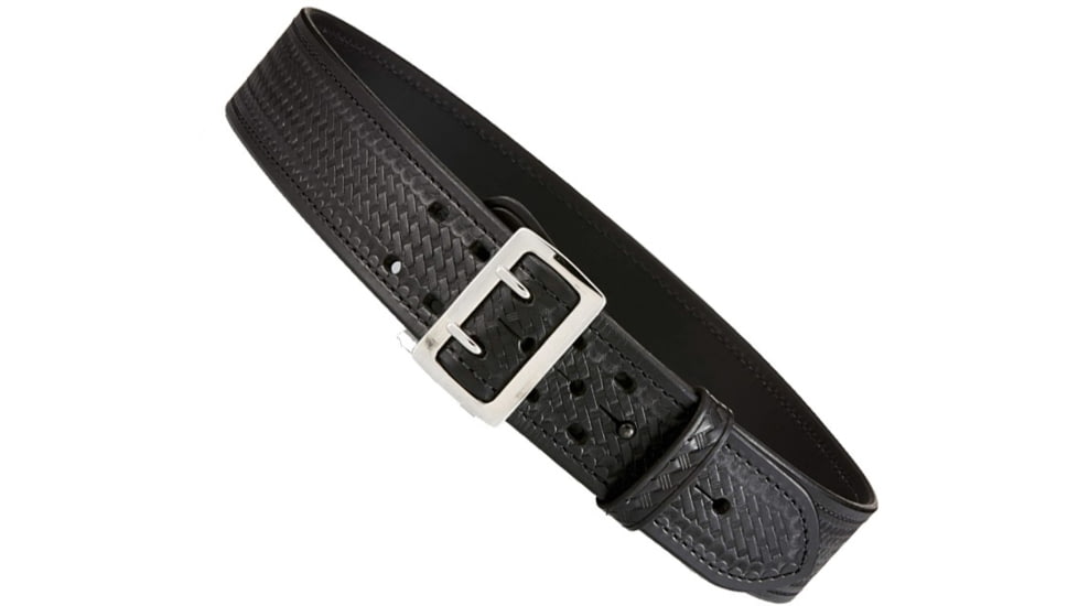 Aker Leather Sam Browne Duty Belt, 36 in, Chrome Buckle, Basketweave, Black, B01-BW-36-CH