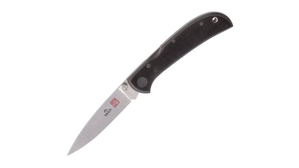 Al Mar Knives Hawk/Ultralight,2 3/4 in.,Black Micarta, Satin, Plain Edge AL1002UBK2