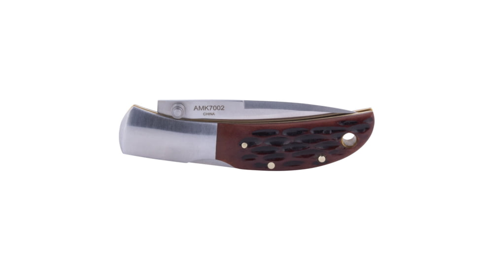 Al Mar Knives Honey Jigged Bone Series Folding Knife, 2.5 in TALON Blade, Traditional, Leather Slip Pouch, Honey Brown, Small, AMK7002