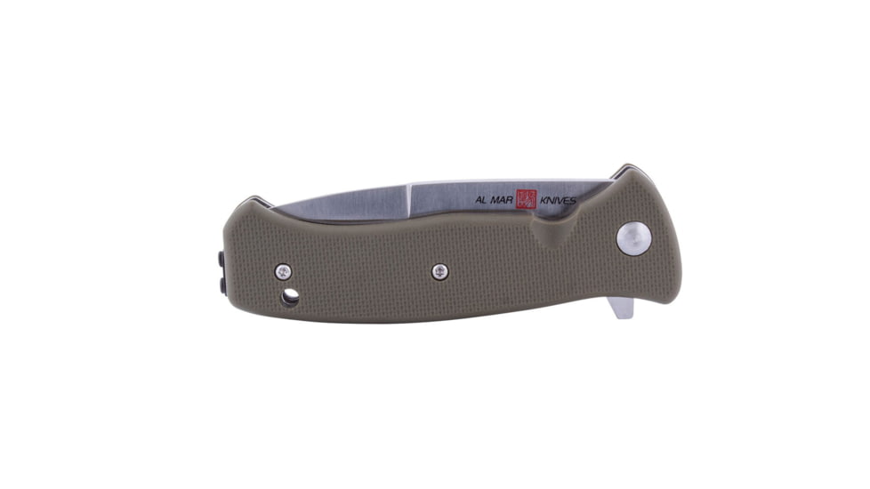 Al Mar Knives Mini S.E.R.E. 2020 OD Green Series Folding Knife, Spring Assist, 8Cr, 3 in, Combo, OD Green, AMK2209