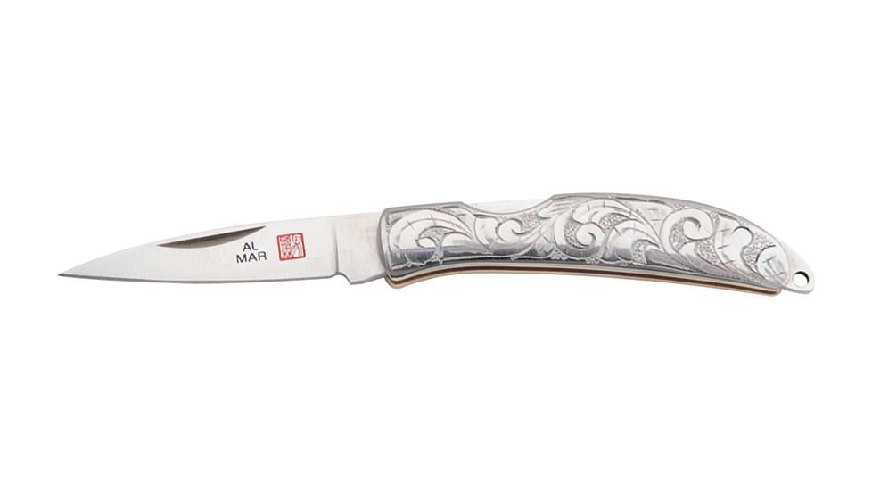 Al Mar Knives Osprey Engraved Fold Knife, Stainless Steel Handle AME1001SS