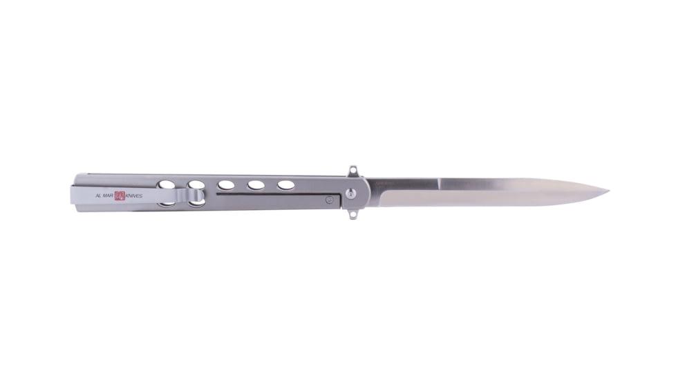 Al Mar Knives Quicksilver Ceramic Ball Bearing Folding Knife, D2, 5 in, Traditional Talon, TC4 Handle, Silver, AMK4046