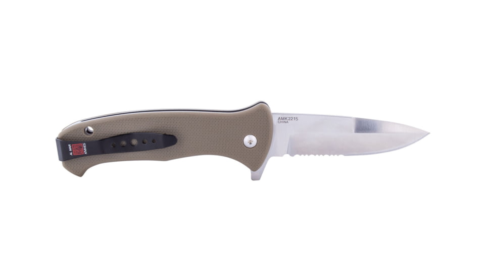 Al Mar Knives S.E.R.E. 2020 Coyote Series Folding Knife, Spring Assist, 8Cr, 3.6 in, Combo, Coyote, AMK2215