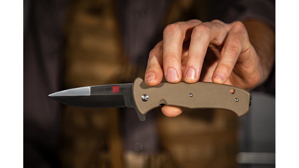 Al Mar Knives S.E.R.E. 2020 Coyote Series Folding Knife, Spring Assist, 8Cr 3.6 in, Traditional, Coyote, AMK2214