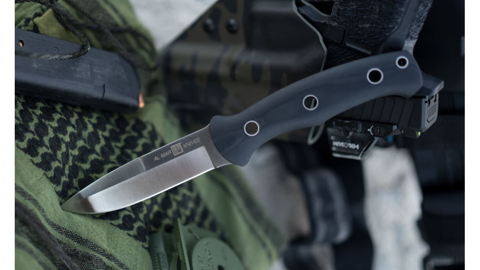 Al Mar Knives S.E.R.E. Operator 40 Fixed Blade Knife, 4in, D2, G10 Handle, Black, AMK5101