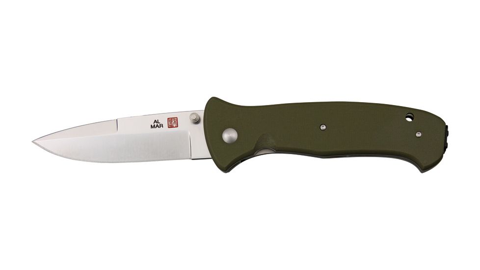 Al Mar Knives Sere 2000 Fold Knife, Stainless false edge satin finish Blade, Green Handle AMS2KOD