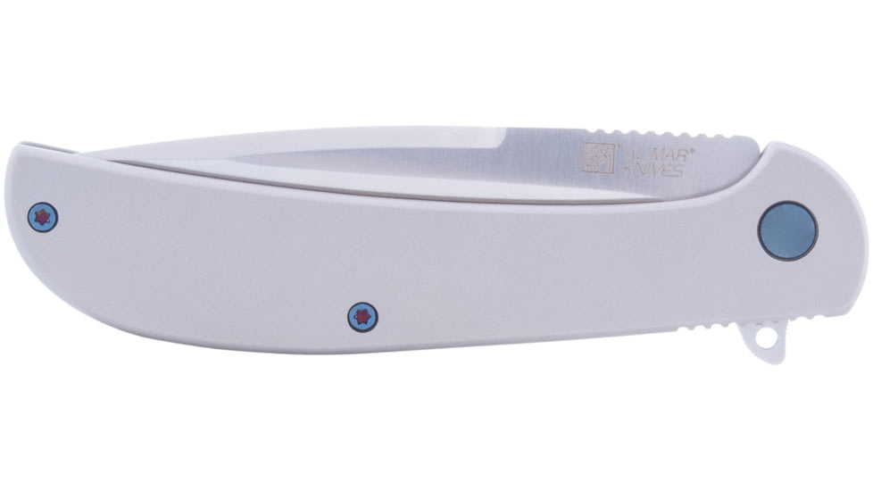 Al Mar Knives Ultra Thin Folding Knife, 4in Closed, 3.13in Satin Stainless Steel Blade, Satin Stainless Steel Handle, AMK4118