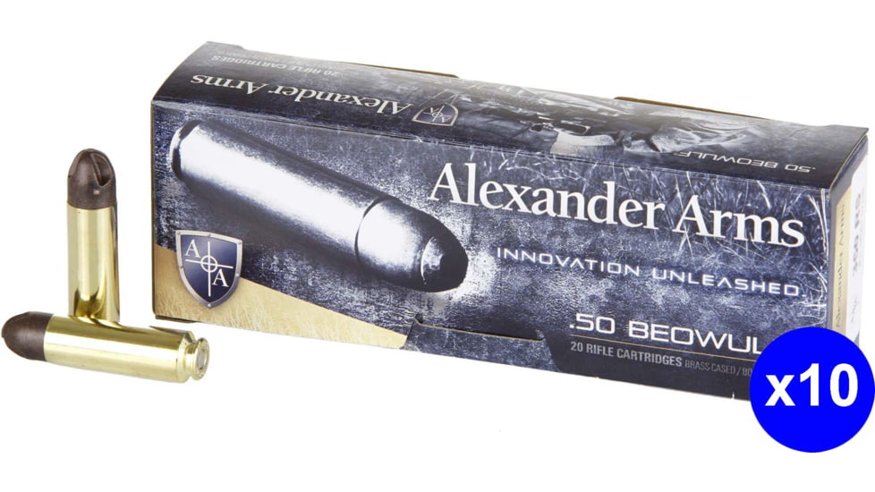 Alexander Arms Loaded, .50 Beowulf, 200 Grain, Polycase ARX, Centerfire Rifle Ammo, 200 Rounds