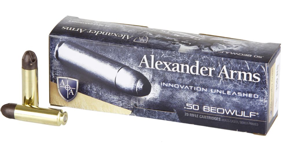 Alexander Arms Loaded, .50 Beowulf, 200 Grain, Polycase ARX, Centerfire Rifle Ammo, Box of 20, A-B200ARXBX