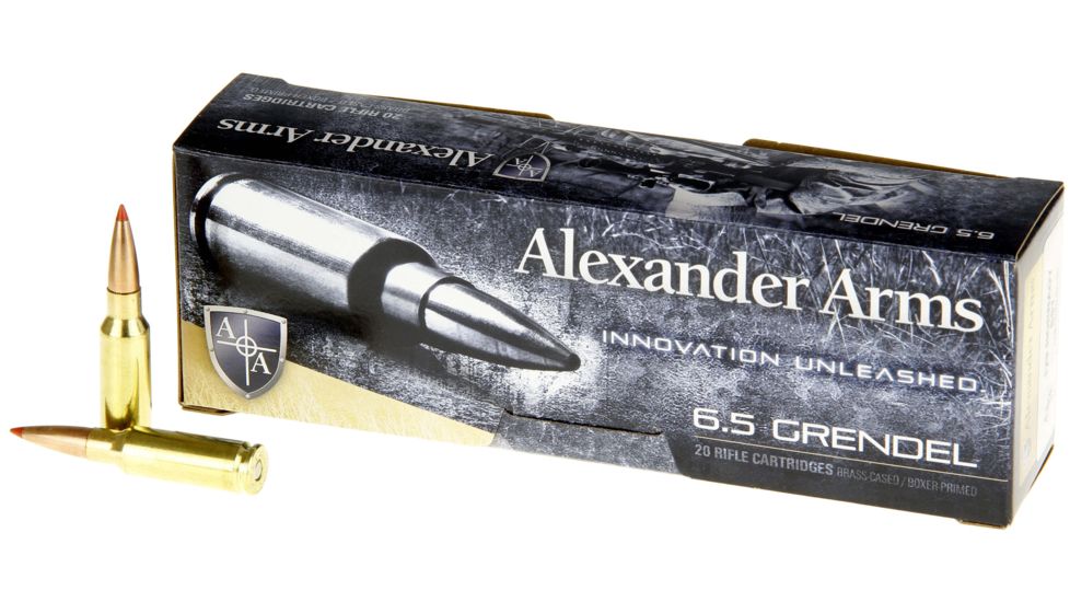 Alexander Arms Loaded Ammunition, .6.5 Grendel, 129 Grain,Hornady SST, Centerfire Rifle Ammo, Box of 20, A-G129SSTBOX