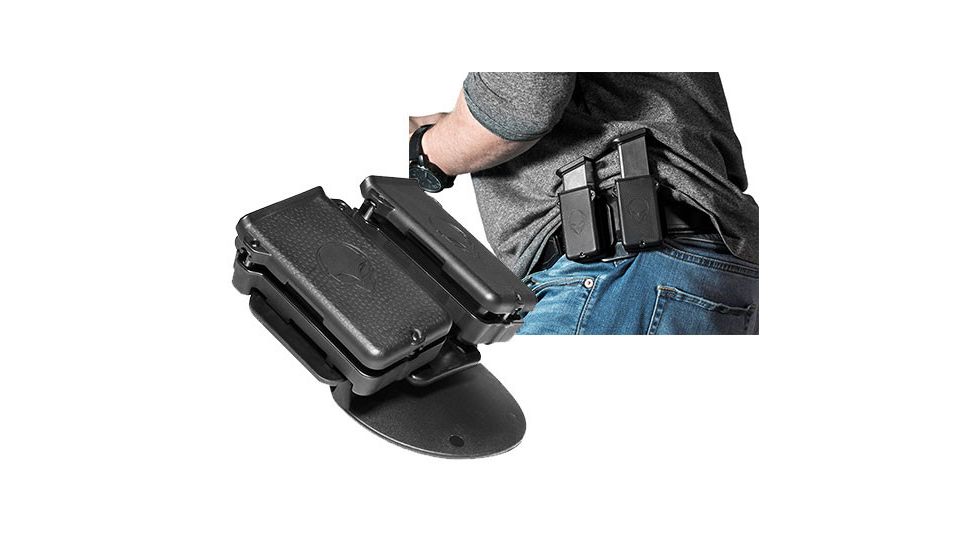 Alien Gear Holsters Mag Carrier Double, .380 Auto/32 ACP, Single Stack, Ridgid, 1.5in Belt Slide, Black, CMCD-1-1-R-15-D