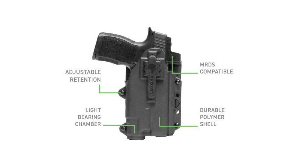 Alien Gear Holsters Photon Light Bearing Holster, SIG Sauer P320 M18/Compact/Carry/X-Compact 9mm/.40 S&amp;W, Black, PHO-0692-L1-D
