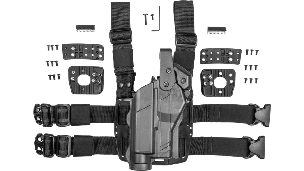 Alien Gear Holsters Rapid Force Duty Holster High Ride Belt Slide Level II Light Bearing, Glock 19/19X/45/22 Gen 1-4/MR922, Right, Black, Matte, One size, 193858312286