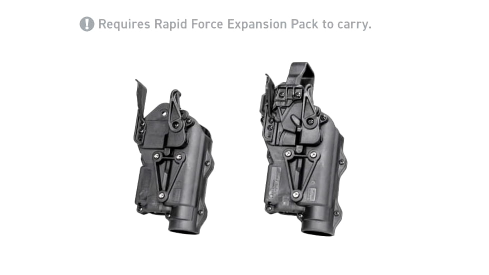 Alien Gear Holsters Rapid Force Duty Holster Light Bearing Level II Shell, Glock 19, Left, Matte, w/o QDS, Black, 00193858208190