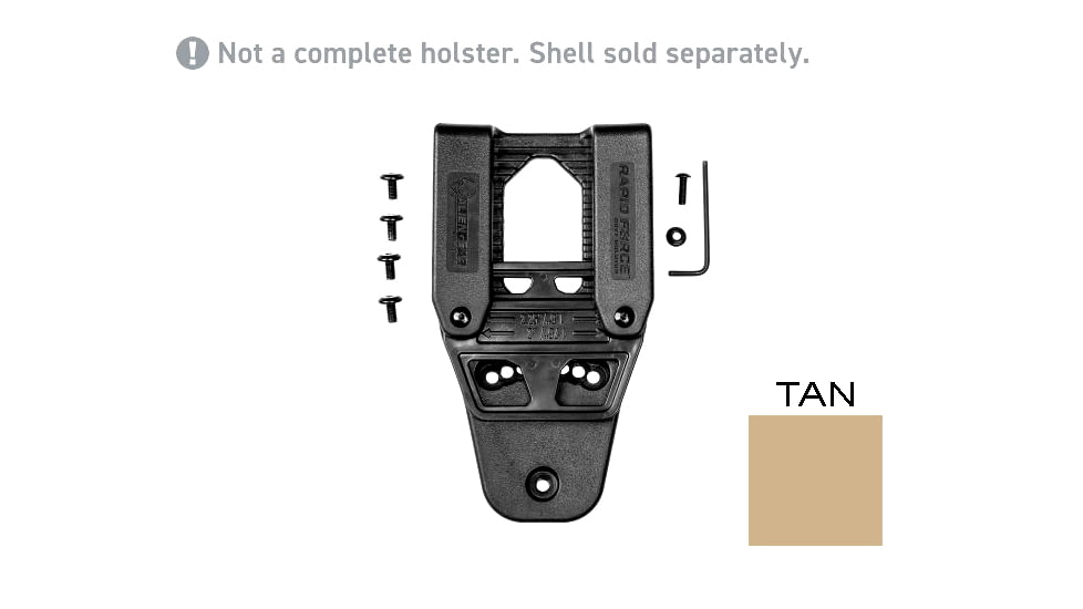 Alien Gear Holsters Rapid Force Duty Holster High Ride Belt Slide Attachment, Tan, 00193858224114
