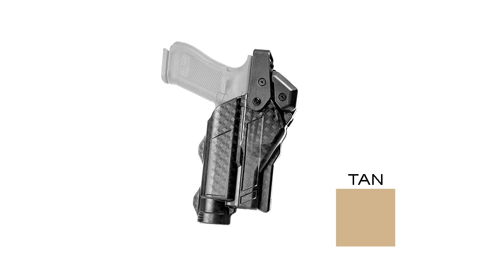 Alien Gear Holsters Rapid Force Duty Holster Light Bearing Level II Shell, Glock 17, Left, Basket Weave, w/o QDS, Tan, 00193858206691