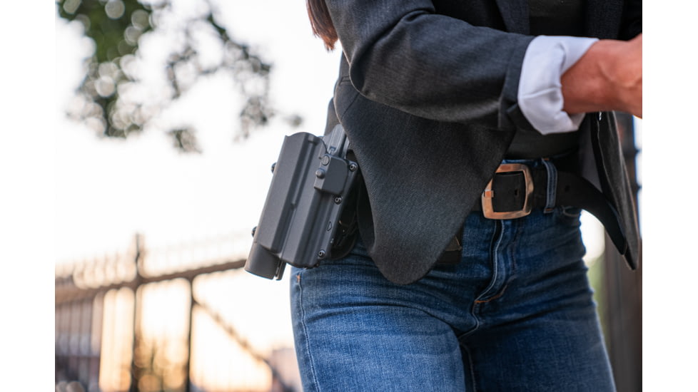 Alien Gear Holsters Rapid Force Polymer Level II OWB Paddle Holster, S&amp;W M&amp;P9c M2.0 Compact 4 In/M&amp;P9 2.0 4.25 In/Per. M&amp;P9 M2.0 C.O.R.E. Ported/Pro Series 4.25 In, Right Hand, Matte Black, Large Light, R2-P-0880-BK-RH-LL-A0-B