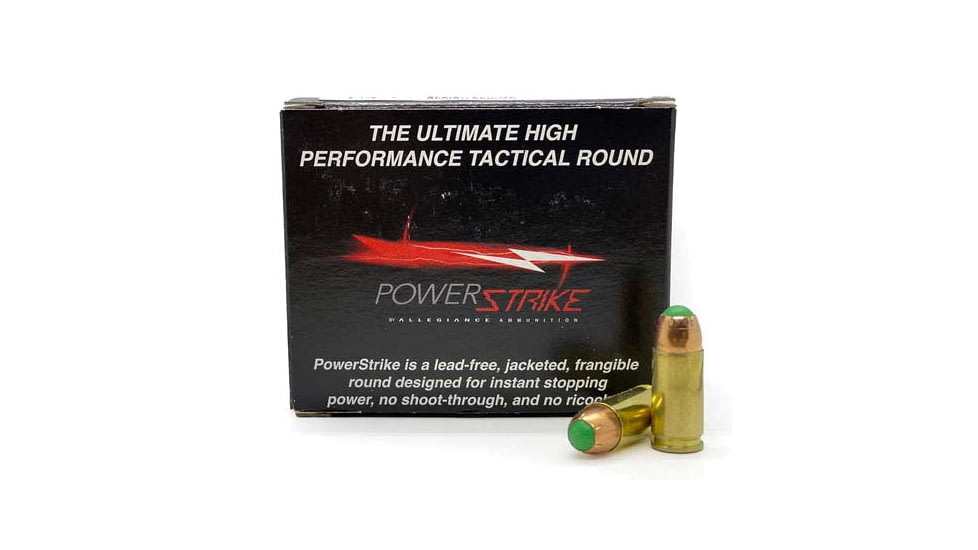 Allegiance Ammunition PowerStrike 9mm Luger 115 Grain Ballistic Tip Round Nose Brass Cased Pistol Ammo, 20 Rounds, 9MMPS-L115-20