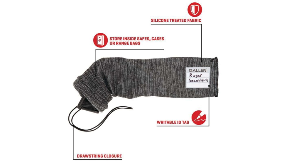 Allen 14-inch Handguns/Revolvers Gun Sock, Gray, 13170