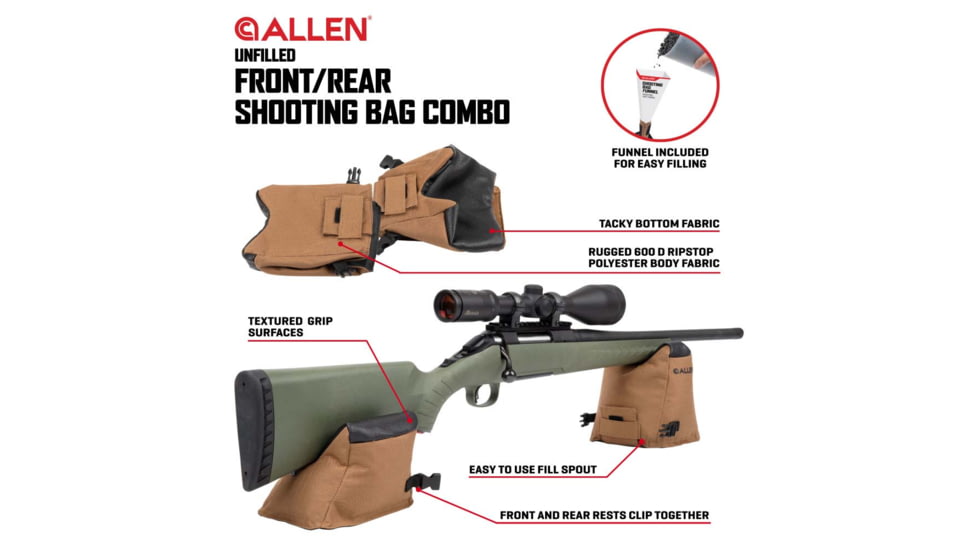 ALLEN 18419 FRONT/REAR SHOOTING BAG COMBO UNFILLED