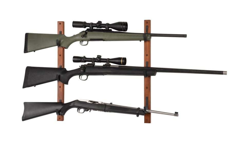 Allen 3-Firearms Gun Collector Hardwood Gun Rack, 3 Rifle/Shotgun, Brown/Black, Wood/Steel, 5656