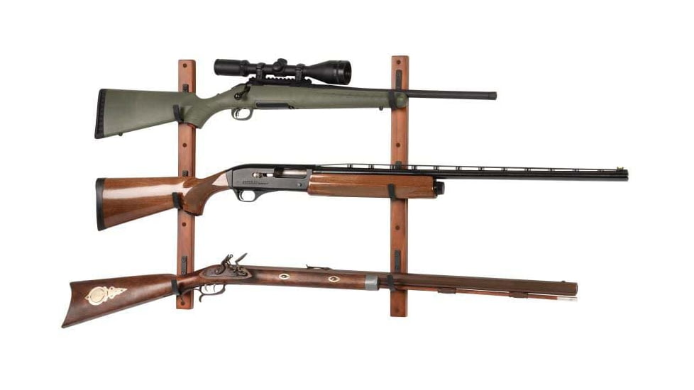 Allen 3-Firearms Gun Collector Hardwood Gun Rack, 3 Rifle/Shotgun, Brown/Black, Wood/Steel, 5656