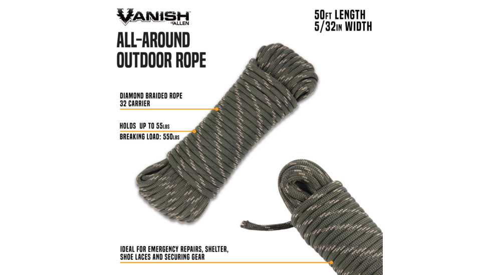 Allen 32 Carrier Diamond Braided Rope 50Ft , 5907