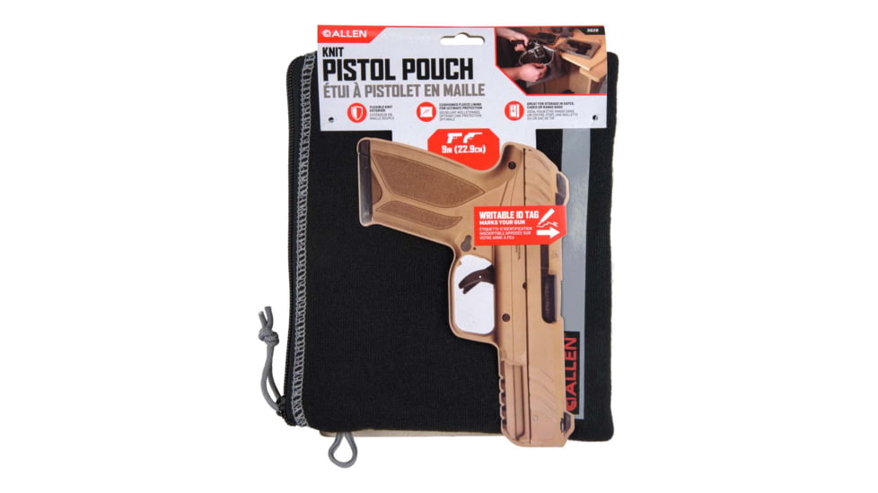 Allen 3628 Pistol Pouch Made Of Black Polyester With Lockable Zippers, ID Label