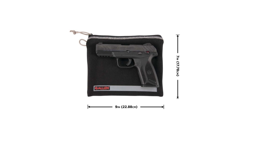 Allen 3628 Pistol Pouch Made Of Black Polyester With Lockable Zippers, ID Label