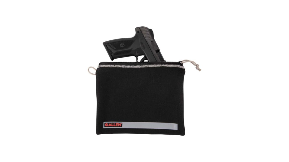 Allen 3628 Pistol Pouch Made Of Black Polyester With Lockable Zippers, ID Label