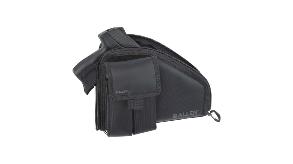 ALLEN 78-7 PISTOL CASE W/MAG POUCH COMPACT BLK