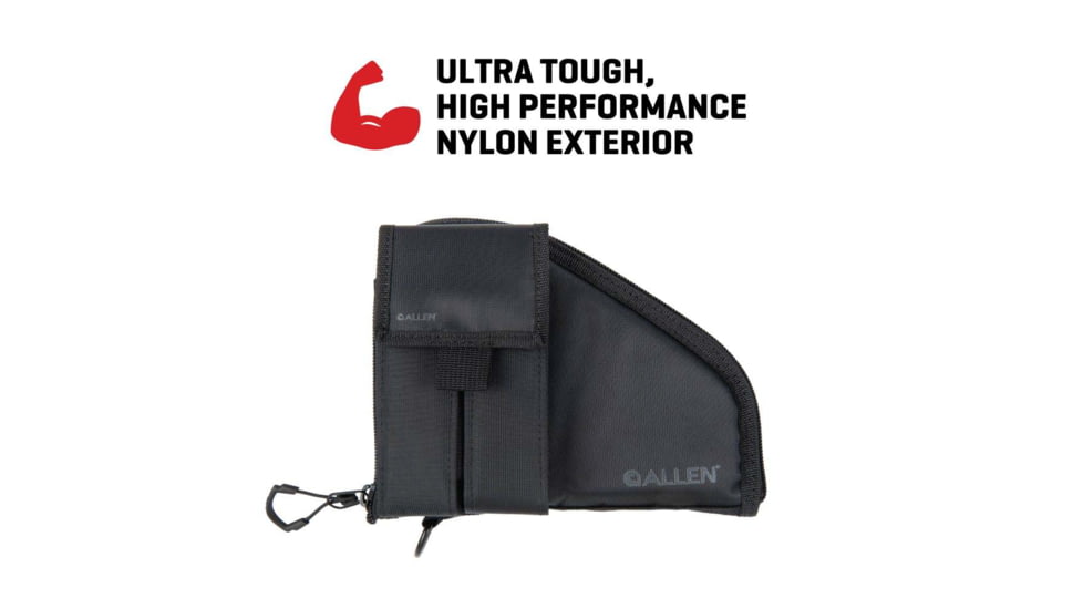 ALLEN 78-7 PISTOL CASE W/MAG POUCH COMPACT BLK
