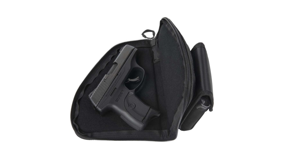 Allen Ballistic Nylon Pistol Case w/ Mag Pouch, Compact Handguns, 8in Long, Lockable, Hanging Loop, Soft Brushed Lining, Black, 78-7
